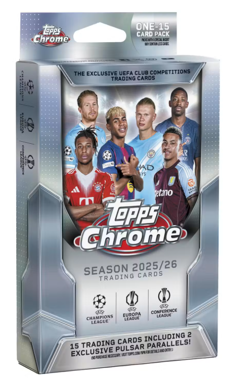 Soccer 2025/26 Topps Chrome UEFA Club Competitions Hanger Box (Slightly damaged)