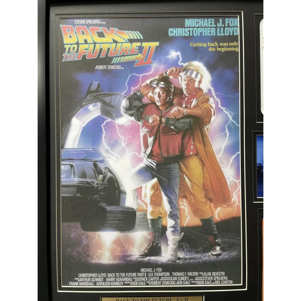 Back to the Future 1 & 2 - DeLorean Double Movie Car License Plate Framed