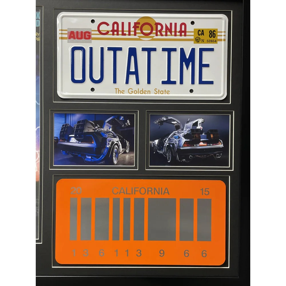 Back to the Future 1 & 2 - DeLorean Double Movie Car License Plate Framed