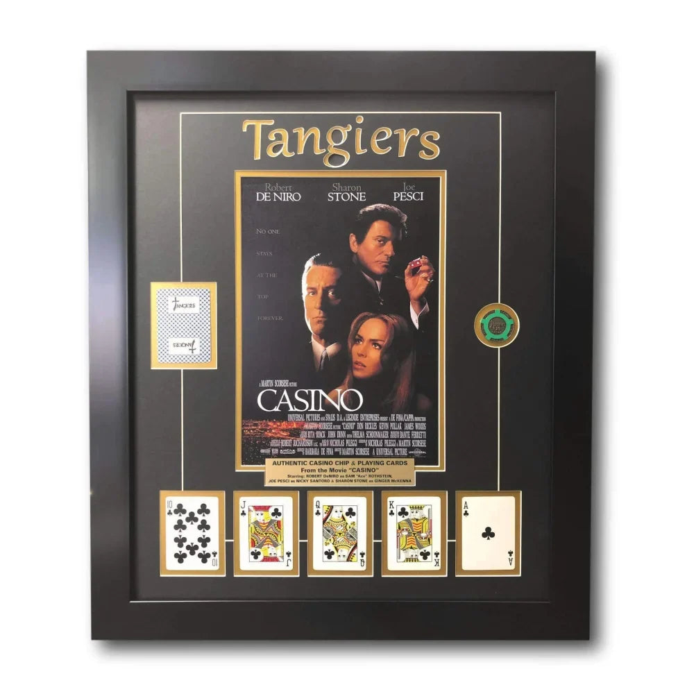 Casino Movie Collage w/ Tangiers Playing Cards & Poker Chip Framed