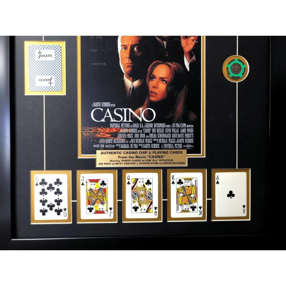 Casino Movie Collage w/ Tangiers Playing Cards & Poker Chip Framed