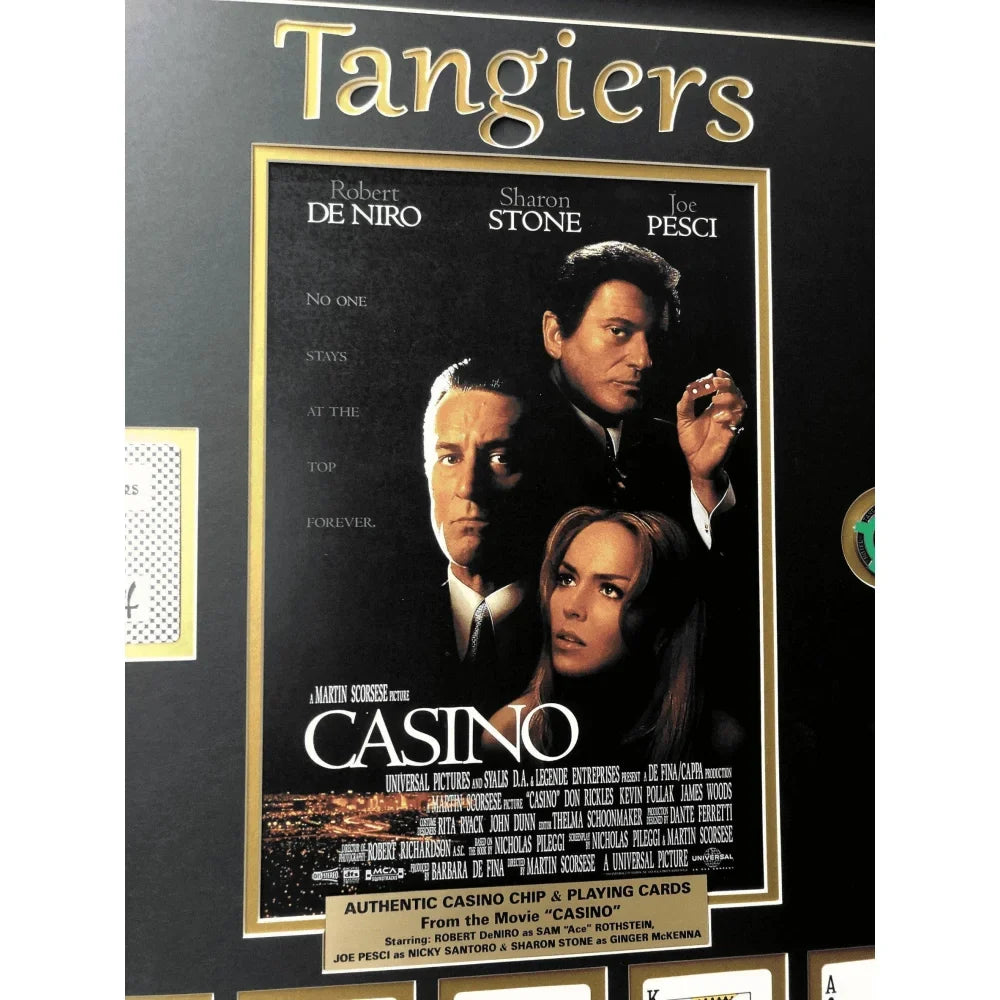 Casino Movie Collage w/ Tangiers Playing Cards & Poker Chip Framed