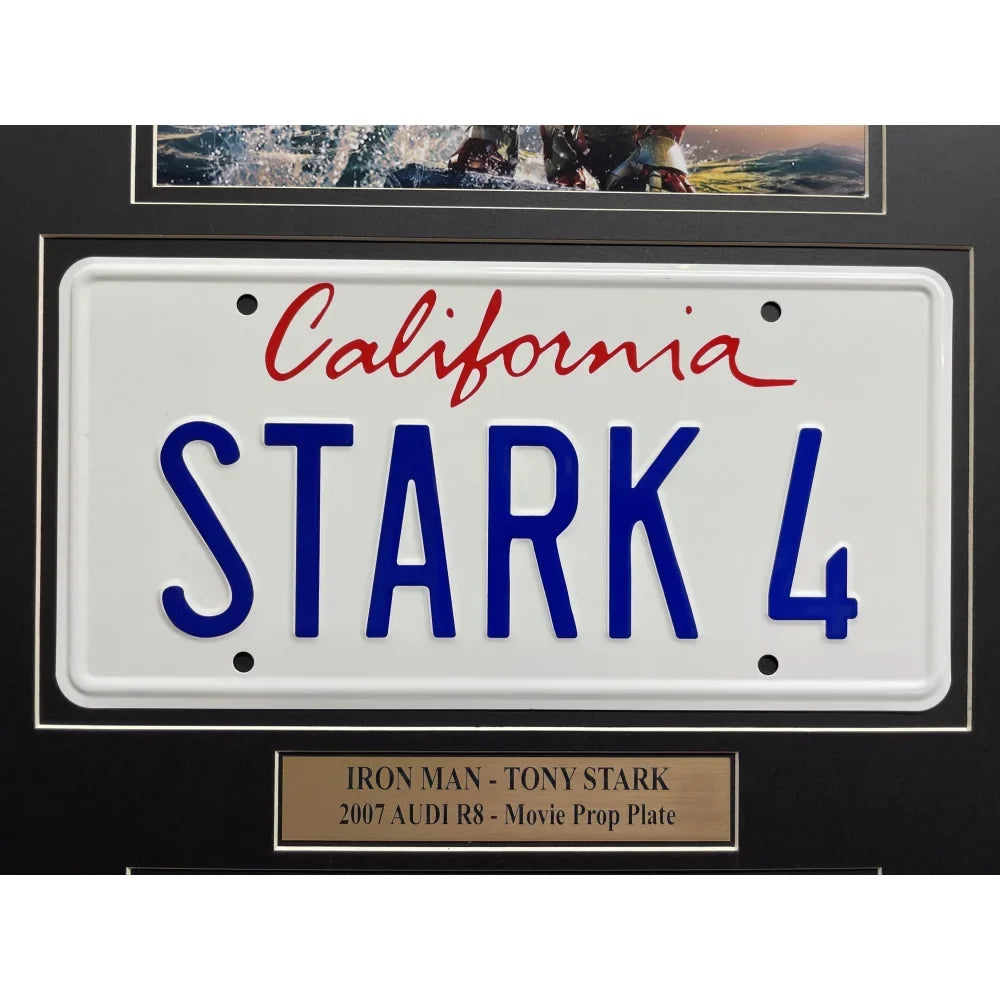 Iron Man - Tony Stark's Audi R8 Movie Car License Plate Framed Collage