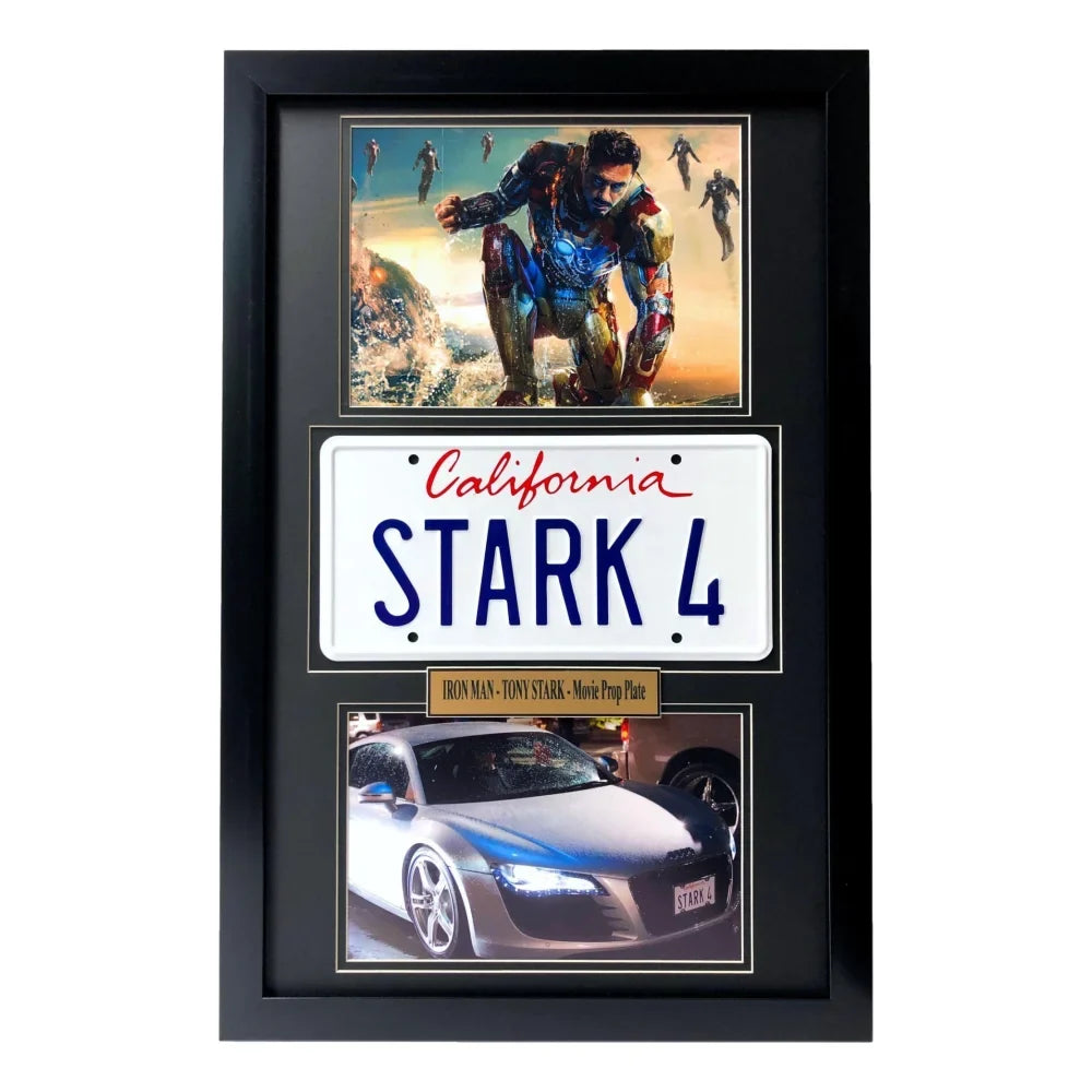 Iron Man - Tony Stark's Audi R8 Movie Car License Plate Framed Collage