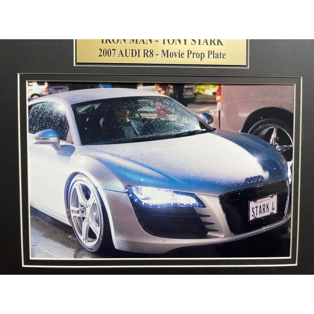 Iron Man - Tony Stark's Audi R8 Movie Car License Plate Framed Collage