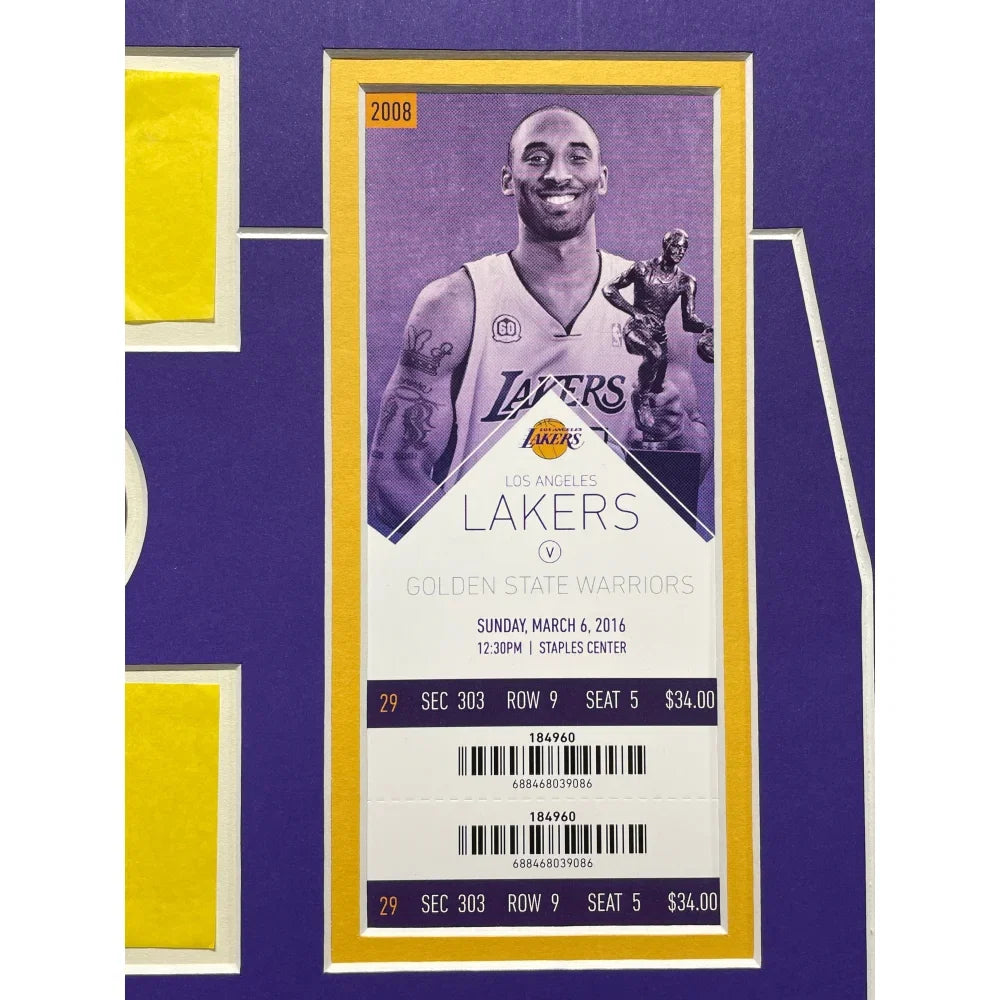 Kobe Bryant Final Lakers Game-Used Confetti & Final Season Ticket Collage Framed