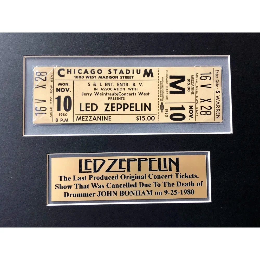 Led Zeppelin Framed Last Concert Chicago Stadium Ticket Collage w/ Autographs
