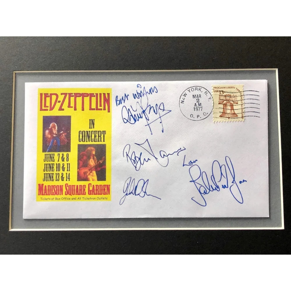 Led Zeppelin Framed Last Concert Chicago Stadium Ticket Collage w/ Autographs