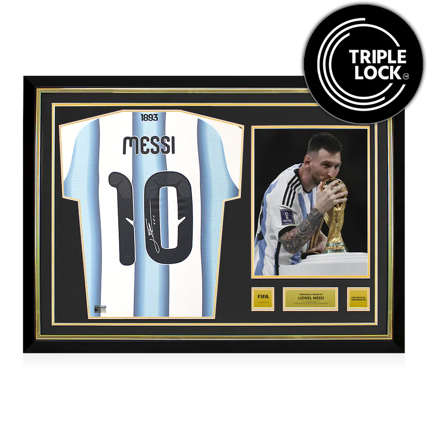 Lionel Messi Official FIFA World Cup Front Signed and Framed Argentina 2026 Home Shirt