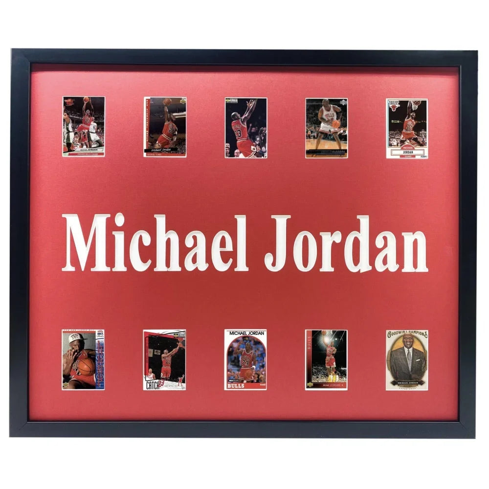 Michael Jordan Framed 10-Card Basketball Card Collage - Chicago Bulls Championships
