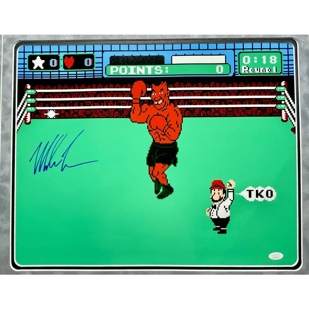 Mike Tyson Autographed Nintendo Punch Out 16x20 Photo Framed (JSA/NES)