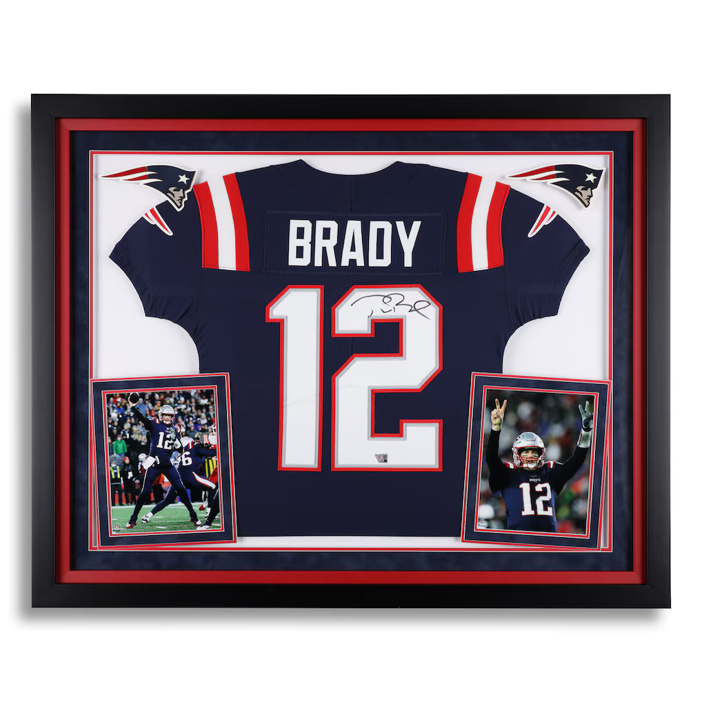 Tom Brady New England Patriots Autographed Deluxe Framed Navy Nike Color Rush Elite Jersey