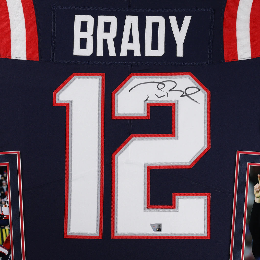 Tom Brady New England Patriots Autographed Deluxe Framed Navy Nike Color Rush Elite Jersey